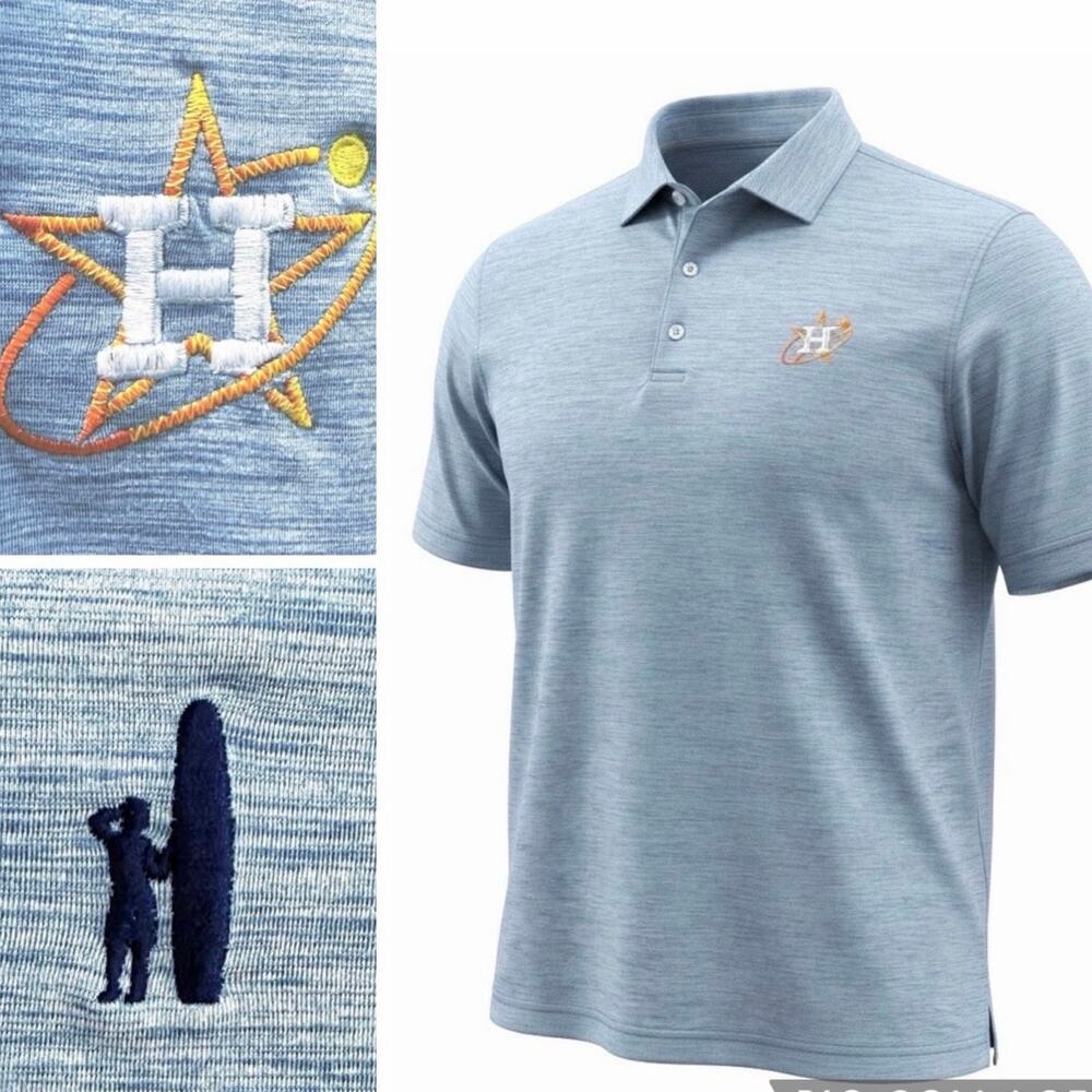 johnnie-O Houston Astros Huron Performance Polo Shirt Blue Mens XXL 2XL Golf EUC